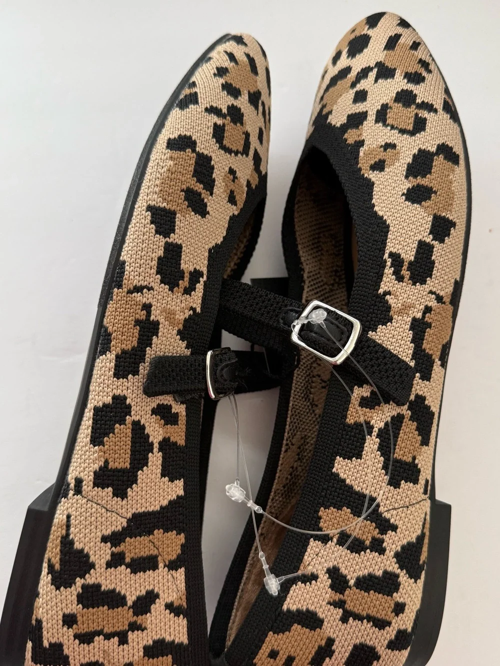 Rachel Zoe Leopard Print Mary Jane Flats in Black and Tan Modern